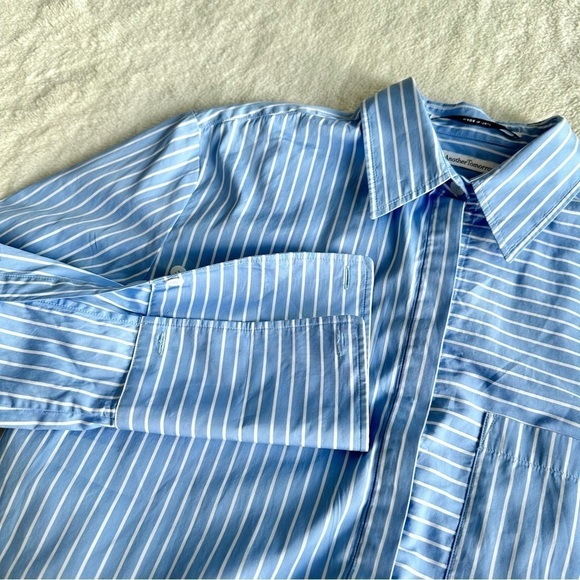 Another Tomorrow Cotton Stripped Blue White Belted Shirt Dress IT 40 US S (4) - Picture 9 of 14